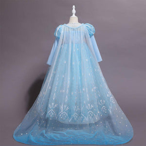 Costume Princess Elsa Cosplay Dress with Robe For Girls Birthday Party Dress With Accessories