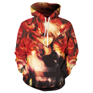 Mens My Hero Academia Printed Pullover Trainning Suit Hoodie Sweatshirt