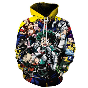 Mens My Hero Academia Printed Pullover Trainning Suit Hoodie Sweatshirt