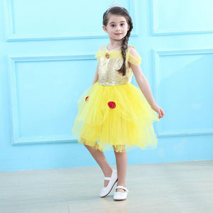 Kid's Beauty and the Beast Costume Princess Belle Costumes Yellow Dress With Accessories