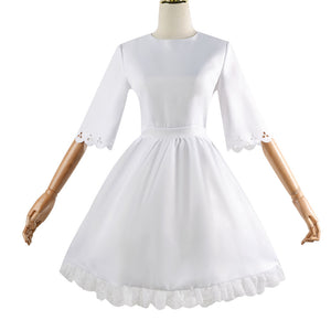 Women and Kids Spy x Family Costume Anya Forger Cosplay White Dress with Headdress and Stockings