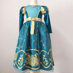 Brave Costume The Princess Merida Cosplay Dress With Belt Birthday Party Dress For Grils