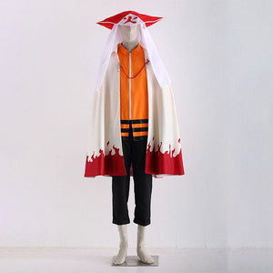 2 PCS Anime Naruto Costume 7th Hokage Cloak Cosplay Robe With Hokage Hat