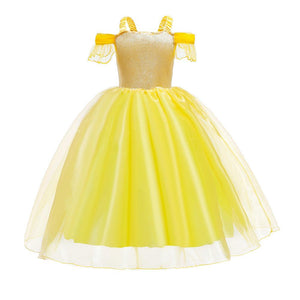 Beauty and the Beast Princess Belle Princess Sleeping Beauty Princess Aurora Costumes Chiffon Dress With Accessories For Girls