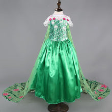 Load image into Gallery viewer, Kids Frozen Costume Princess Elsa Cosplay Birthday or Party Green Dress With Accessories