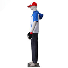 Load image into Gallery viewer, Men and Kids Pokemon Costume Trainer Ash Ketchum Cosplay Short Sleeve Hoodie Full Sets