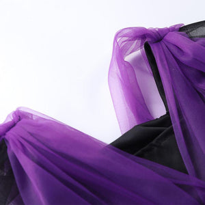 Girls Witch Costume Dress Halloween Witch Cosplay Purple Dress with Witch Hat