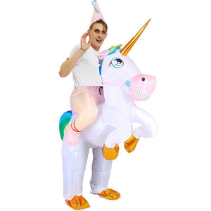 Inflatable Rainbow Tail Unicorn Cosplay Costume Halloween Christmas Party For Adults and Kids