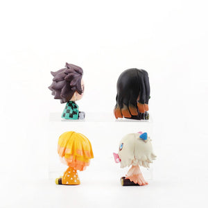 4Pcs Demon Slayer Figure Kamado Tanjirou Kamado Nezuko Figure Sitting Cute Chibi Toys