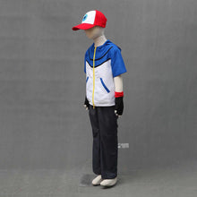 Load image into Gallery viewer, Men and Kids Pokemon Costume Trainer Ash Ketchum Cosplay Short Sleeve Hoodie Full Sets