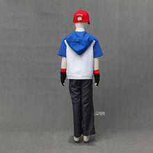 Load image into Gallery viewer, Men and Kids Pokemon Costume Trainer Ash Ketchum Cosplay Short Sleeve Hoodie Full Sets