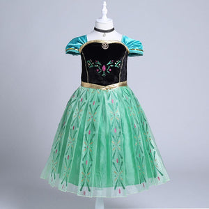 Kids Frozen Costume Princess Elsa Cosplay Birthday or Party Dress With Accessories