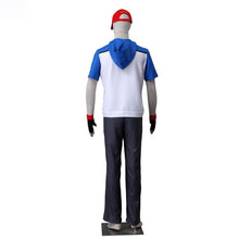 Load image into Gallery viewer, Men and Kids Pokemon Costume Trainer Ash Ketchum Cosplay Short Sleeve Hoodie Full Sets