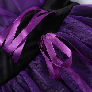 Girls Witch Costume Dress Halloween Witch Cosplay Purple Dress with Witch Hat