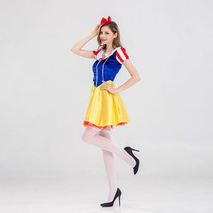 Women's Snow White Costume Adult Princess Costumes Dress With Stocking and Headband