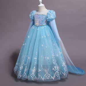 Costume Princess Elsa Cosplay Dress with Robe For Girls Birthday Party Dress With Accessories