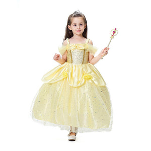 Beauty and the Beast Costume Princess Belle Costumes Yellow Dress With Accessories For Girls