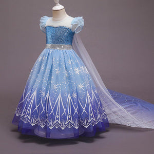 Costume Princess Elsa Cosplay Dress with Robe For Girls Birthday Party Dress With Accessories