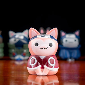 8Pcs 7cm Cat Cosplay Naruto Figure Naruto Itachi Sasuke Sakura Kakashi Cute Chibi Toys
