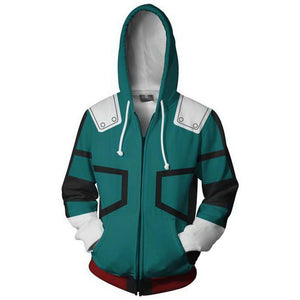 Mens My Hero Academia Printed Zippered Trainning Suit Hoodie Sweatshirt