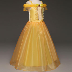 Kid's Beauty and the Beast Costume Princess Belle Costumes Yellow Dress With Accessories
