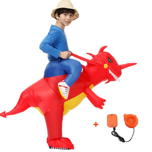 Inflatable Dinosaur Costume T-Rex Dino Rider Outfit Halloween Cosplay Blow Up Costume For Kids
