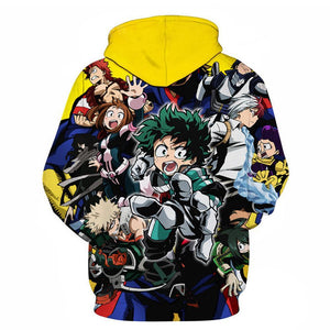 Mens My Hero Academia Printed Pullover Trainning Suit Hoodie Sweatshirt
