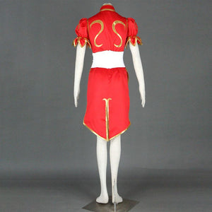 Women and Kids Street Fighter Costume Chun Li Cosplay Red Fighting Suite Set