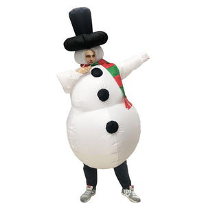Inflatable Snowman Cosplay Costume Blow Up Suit Halloween Christmas Party For Adults and Kids