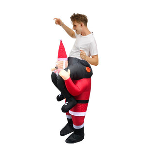 Inflatable Santa Claus Rider Cosplay Costume Blow Up Suit Halloween Christmas Party For Adults
