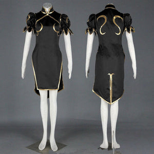 Women and Kids Street Fighter Costume Chun Li Cosplay Black Fighting Suite Set