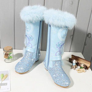 Kids Disney Frozen Costume Princess Elsa Anna Cosplay Low Heel Boots