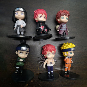 6Pcs 9cm Cute Chibi Naruto Figure Naruto Gaara Shikamaru Figure Toys