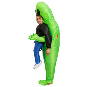 Green Alien Inflatable Cosplay Costume Funny Blow Up Suit Halloween party For Adults and Kids