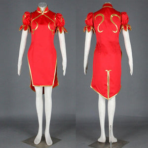 Women and Kids Street Fighter Costume Chun Li Cosplay Red Fighting Suite Set