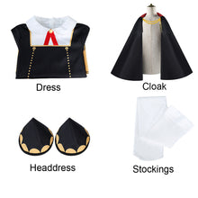 Load image into Gallery viewer, Women and Kids Spy x Family Costume Anya Forger Cosplay Black Dress with Cloak