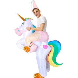 Inflatable Rainbow Tail Unicorn Cosplay Costume Halloween Christmas Party For Adults and Kids