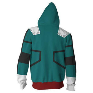 Mens My Hero Academia Printed Zippered Trainning Suit Hoodie Sweatshirt