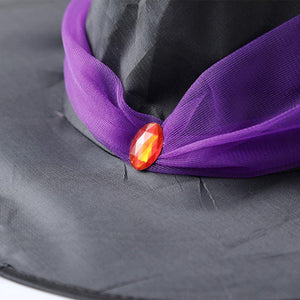 Girls Witch Costume Dress Halloween Witch Cosplay Purple Dress with Witch Hat