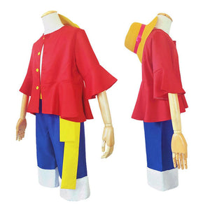 One Piece Costume Monkey D Luffy Cosplay Set with Hat For Mens Halloween Costumes