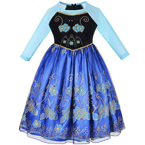 Kids Frozen Costume Princess Anna Cosplay Dress With Accessories and Cape For Girs Birthday and Party