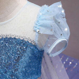 Costume Princess Elsa Cosplay Dress with Robe For Girls Birthday Party Dress With Accessories