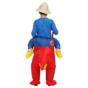 Inflatable Dinosaur Costume T-Rex Dino Rider Outfit Halloween Cosplay Blow Up Costume For Kids