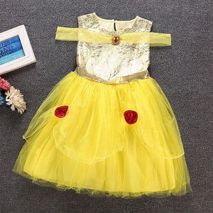 Kid's Beauty and the Beast Costume Princess Belle Costumes Yellow Dress With Accessories