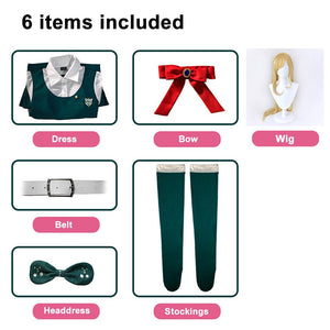 6 PCS Danganronpa Costume Sonia Nevermind Cosplay Dress Set Sailor Suit With Wig