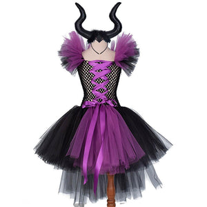 Maleficent Costume Evil Witch Cosplay Set With Wings and Horn Hat For Kids Halloween Party