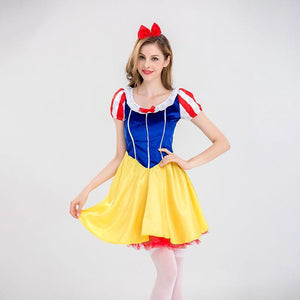 Women's Snow White Costume Adult Princess Costumes Dress With Stocking and Headband