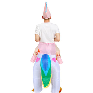 Inflatable Rainbow Tail Unicorn Cosplay Costume Halloween Christmas Party For Adults and Kids