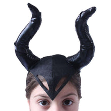 Load image into Gallery viewer, For Kids Maleficent Costume Evil Witch Cosplay Set With Cloak and Horn Hat For Halloween Party