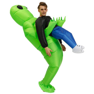 Green Alien Inflatable Cosplay Costume Funny Blow Up Suit Halloween party For Adults and Kids